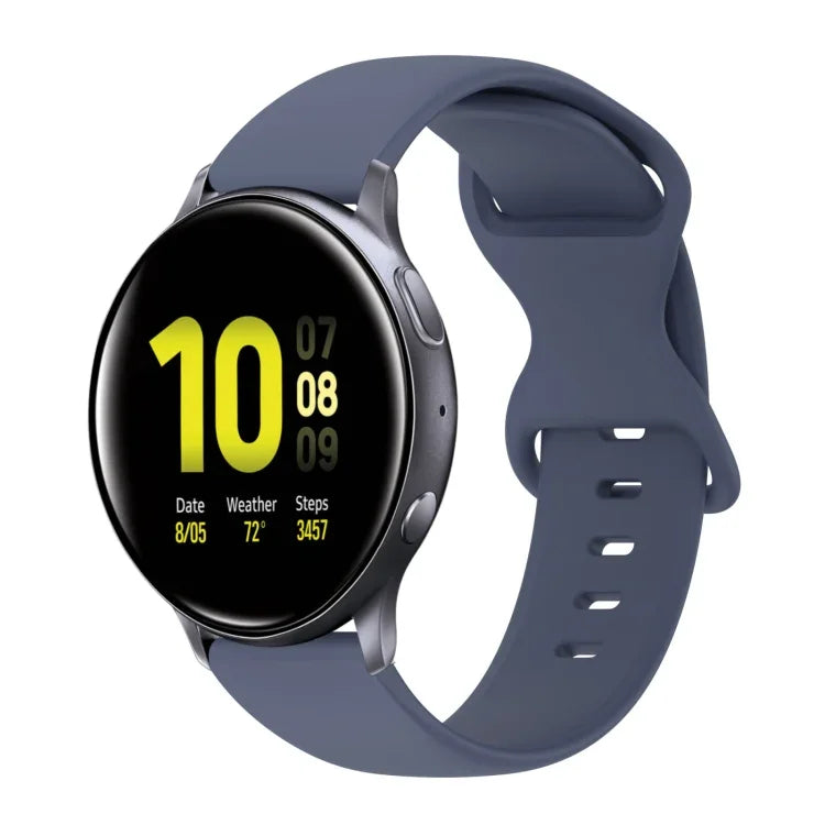 สายซิลิโคนสีเรียบหัวเข็มขัดผีเสื้อ 20mm สำหรับ Samsung Galaxy Watch 4 44mm, สำหรับ Samsung Galaxy Watch 4 Classic 46mm, สำหรับ Samsung Galaxy Watch 4 Classic 42mm, สำหรับ Samsung Galaxy Watch Active 2