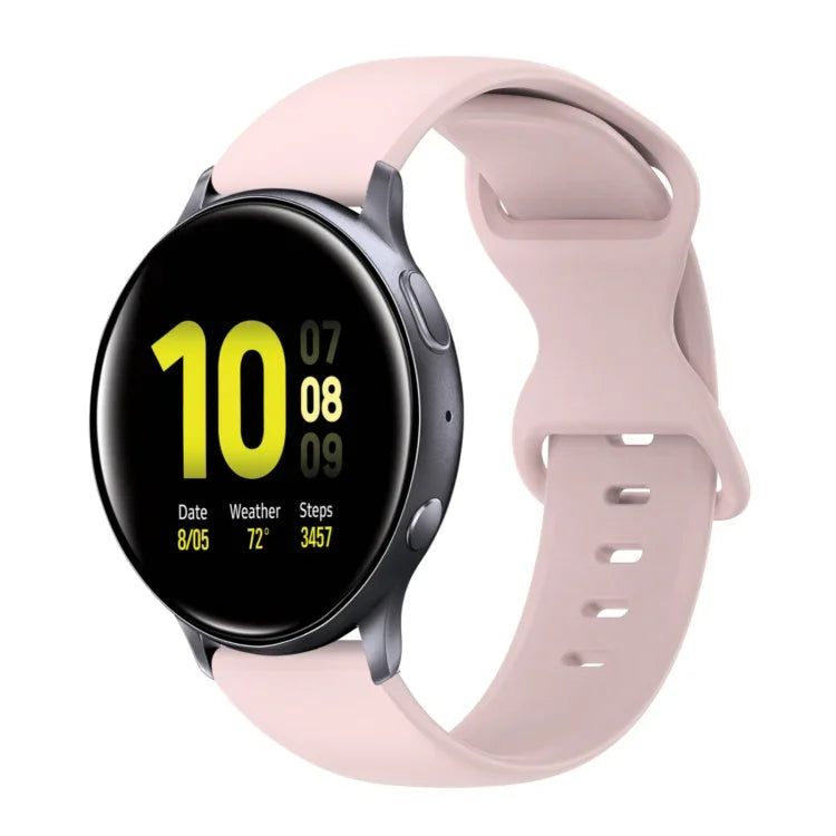 สายซิลิโคนสีเรียบหัวเข็มขัดผีเสื้อ 20mm สำหรับ Samsung Galaxy Watch 4 44mm, สำหรับ Samsung Galaxy Watch 4 Classic 46mm, สำหรับ Samsung Galaxy Watch 4 Classic 42mm, สำหรับ Samsung Galaxy Watch Active 2