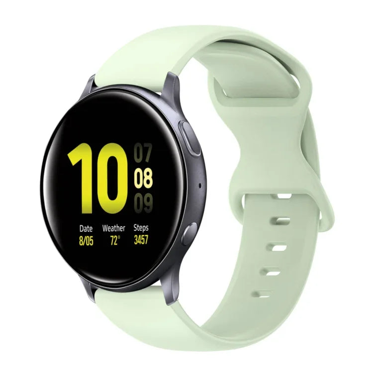 สายซิลิโคนสีเรียบหัวเข็มขัดผีเสื้อ 20mm สำหรับ Samsung Galaxy Watch 4 44mm, สำหรับ Samsung Galaxy Watch 4 Classic 46mm, สำหรับ Samsung Galaxy Watch 4 Classic 42mm, สำหรับ Samsung Galaxy Watch Active 2