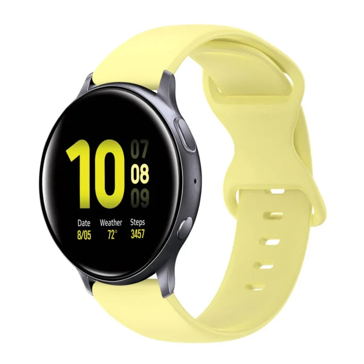 สายซิลิโคนสีเรียบหัวเข็มขัดผีเสื้อ 20mm สำหรับ Samsung Galaxy Watch 4 44mm, สำหรับ Samsung Galaxy Watch 4 Classic 46mm, สำหรับ Samsung Galaxy Watch 4 Classic 42mm, สำหรับ Samsung Galaxy Watch Active 2