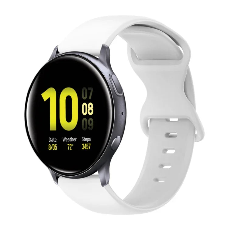 สายซิลิโคนสีเรียบหัวเข็มขัดผีเสื้อ 20mm สำหรับ Samsung Galaxy Watch 4 44mm, สำหรับ Samsung Galaxy Watch 4 Classic 46mm, สำหรับ Samsung Galaxy Watch 4 Classic 42mm, สำหรับ Samsung Galaxy Watch Active 2