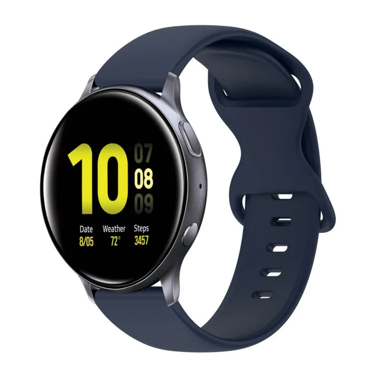 สายซิลิโคนสีเรียบหัวเข็มขัดผีเสื้อ 20mm สำหรับ Samsung Galaxy Watch 4 44mm, สำหรับ Samsung Galaxy Watch 4 Classic 46mm, สำหรับ Samsung Galaxy Watch 4 Classic 42mm, สำหรับ Samsung Galaxy Watch Active 2