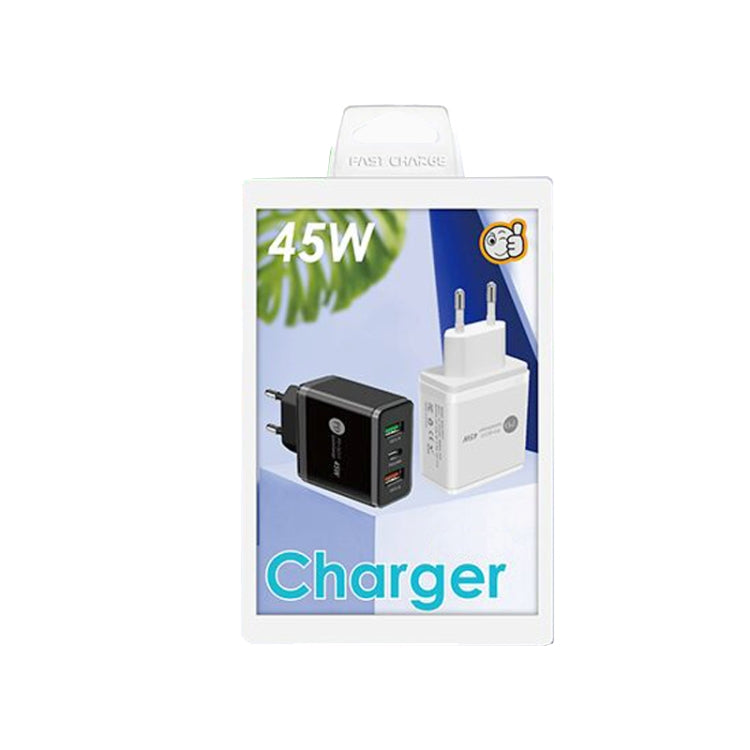 ที่ชาร์จเร็ว 45W PD3.0 + 2 x QC3.0 USB หลายพอร์ต, ปลั๊ก EU, ปลั๊ก EU