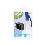 ที่ชาร์จเร็วพอร์ต USB หลายพอร์ต 45W PD3.0 + 2 x QC3.0 พร้อมปลั๊ก UK