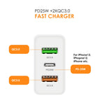 45W PD3.0 + 2 x QC3.0 USB Multi Port Charger with Type-C to Type-C Cable, UK Plug, UK Plug + Type-C to Type-C Cable