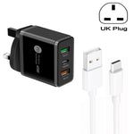 ที่ชาร์จ USB หลายพอร์ต 45W PD25W + 2 x QC3.0 พร้อมสาย USB ถึง Type-C, ปลั๊ก UK, ปลั๊ก UK + สาย USB ถึง Type-C