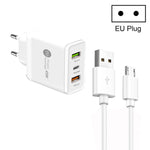 ที่ชาร์จ USB หลายพอร์ต 45W PD25W + 2 x QC3.0 พร้อมสาย USB ถึง Micro USB, ปลั๊ก EU, ปลั๊ก EU + สาย USB ถึง Micro USB