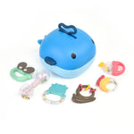 ชุดของเล่นเด็ก MoFun 2029A 2 in 1 ลูกบอลเขย่าและของเล่นกัด 6 ชิ้น พร้อมกล่องเก็บรูปวาฬ, 2029A