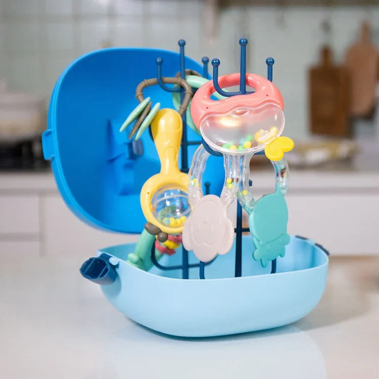 ชุดของเล่นเด็ก MoFun 2029A 2 in 1 ลูกบอลเขย่าและของเล่นกัด 6 ชิ้น พร้อมกล่องเก็บรูปวาฬ, 2029A