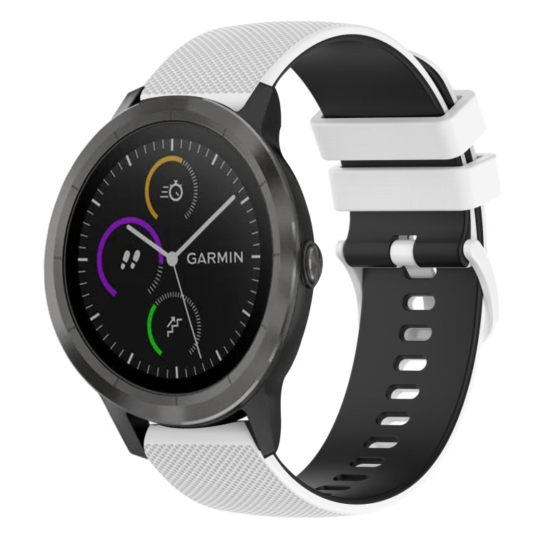 20mm Checkered Two-Color Silicone Watch Band, For Garmin Vivoactive3 Music, For Garmin Forerunner 245, For Garmin Forerunner 245 Music, For Garmin Forerunner 645