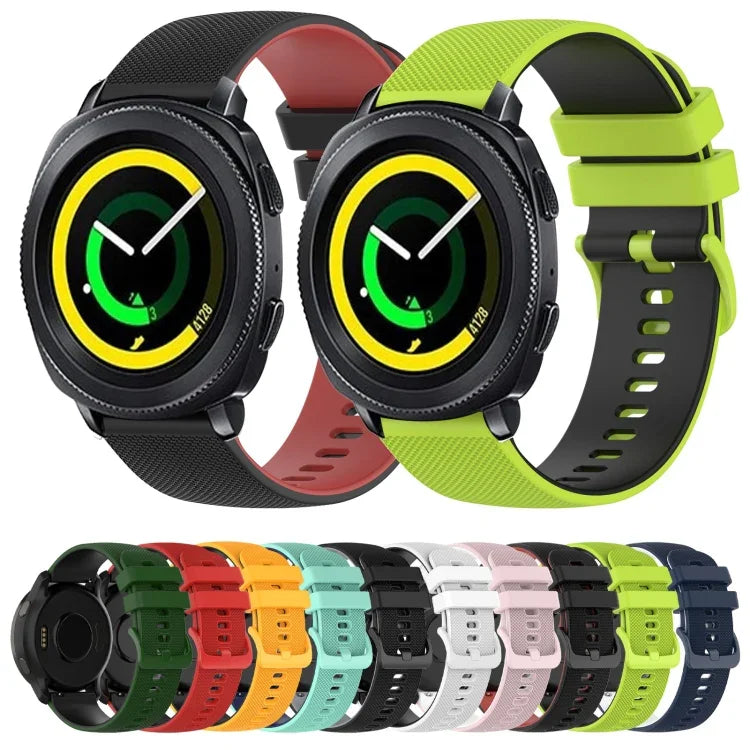 สายซิลิโคนลายตารางสองสี ขนาด 20 มม. สำหรับ Samsung Gear Sport, สำหรับ Samsung Gear S2 Classic