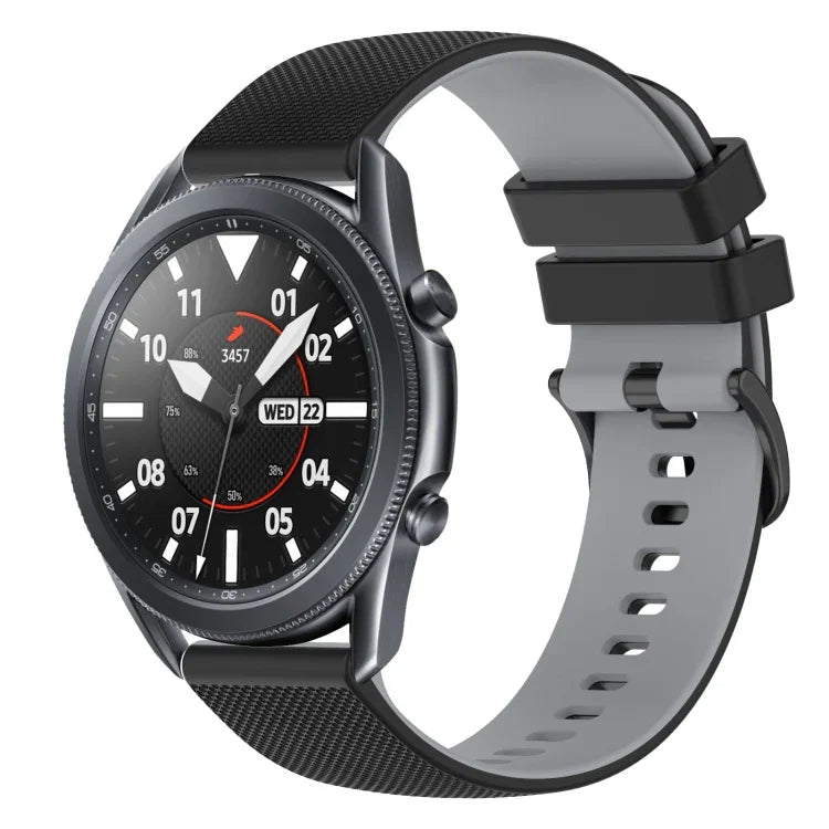 สายซิลิโคนลายตารางสองสี ขนาด 22 มม. สำหรับ Samsung Galaxy Watch3 45 มม., สำหรับ Samsung Galaxy Watch 46 มม., สำหรับ Samsung Gear S3 Classic, สำหรับ Samsung Gear S3 Frontier