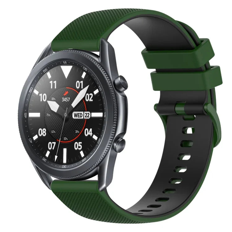 สายซิลิโคนลายตารางสองสี ขนาด 22 มม. สำหรับ Samsung Galaxy Watch3 45 มม., สำหรับ Samsung Galaxy Watch 46 มม., สำหรับ Samsung Gear S3 Classic, สำหรับ Samsung Gear S3 Frontier