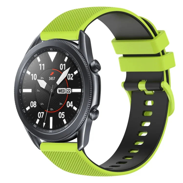 สายซิลิโคนลายตารางสองสี ขนาด 22 มม. สำหรับ Samsung Galaxy Watch3 45 มม., สำหรับ Samsung Galaxy Watch 46 มม., สำหรับ Samsung Gear S3 Classic, สำหรับ Samsung Gear S3 Frontier