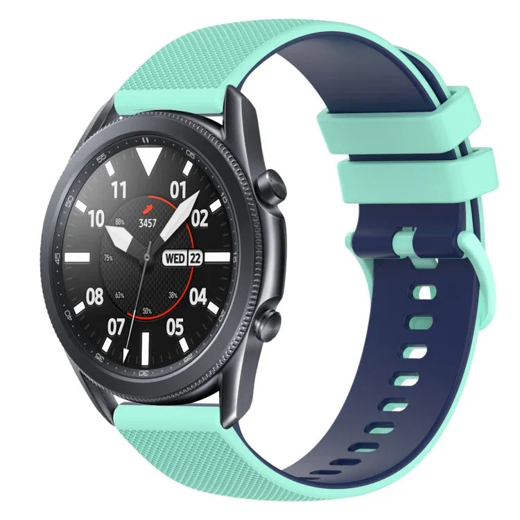 สายซิลิโคนลายตารางสองสี ขนาด 22 มม. สำหรับ Samsung Galaxy Watch3 45 มม., สำหรับ Samsung Galaxy Watch 46 มม., สำหรับ Samsung Gear S3 Classic, สำหรับ Samsung Gear S3 Frontier