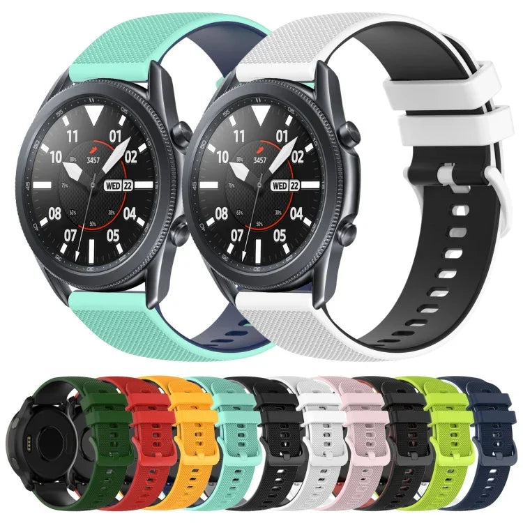 สายซิลิโคนลายตารางสองสี ขนาด 22 มม. สำหรับ Samsung Galaxy Watch3 45 มม., สำหรับ Samsung Galaxy Watch 46 มม., สำหรับ Samsung Gear S3 Classic, สำหรับ Samsung Gear S3 Frontier