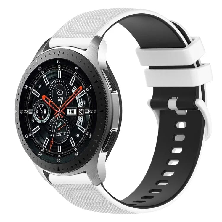 สายซิลิโคนลายตารางสองสี ขนาด 22 มม. สำหรับ Samsung Galaxy Watch3 45 มม., สำหรับ Samsung Galaxy Watch 46 มม., สำหรับ Samsung Gear S3 Classic, สำหรับ Samsung Gear S3 Frontier