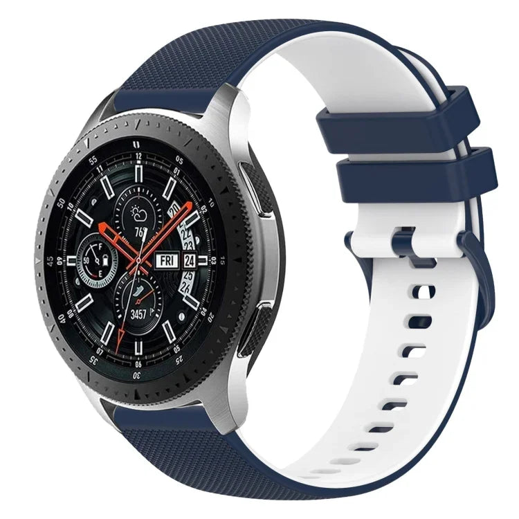 สายซิลิโคนลายตารางสองสี ขนาด 22 มม. สำหรับ Samsung Galaxy Watch3 45 มม., สำหรับ Samsung Galaxy Watch 46 มม., สำหรับ Samsung Gear S3 Classic, สำหรับ Samsung Gear S3 Frontier