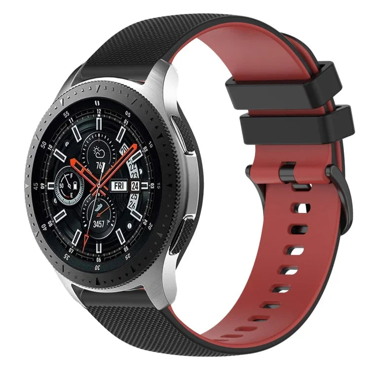 สายซิลิโคนลายตารางสองสี ขนาด 22 มม. สำหรับ Samsung Galaxy Watch3 45 มม., สำหรับ Samsung Galaxy Watch 46 มม., สำหรับ Samsung Gear S3 Classic, สำหรับ Samsung Gear S3 Frontier