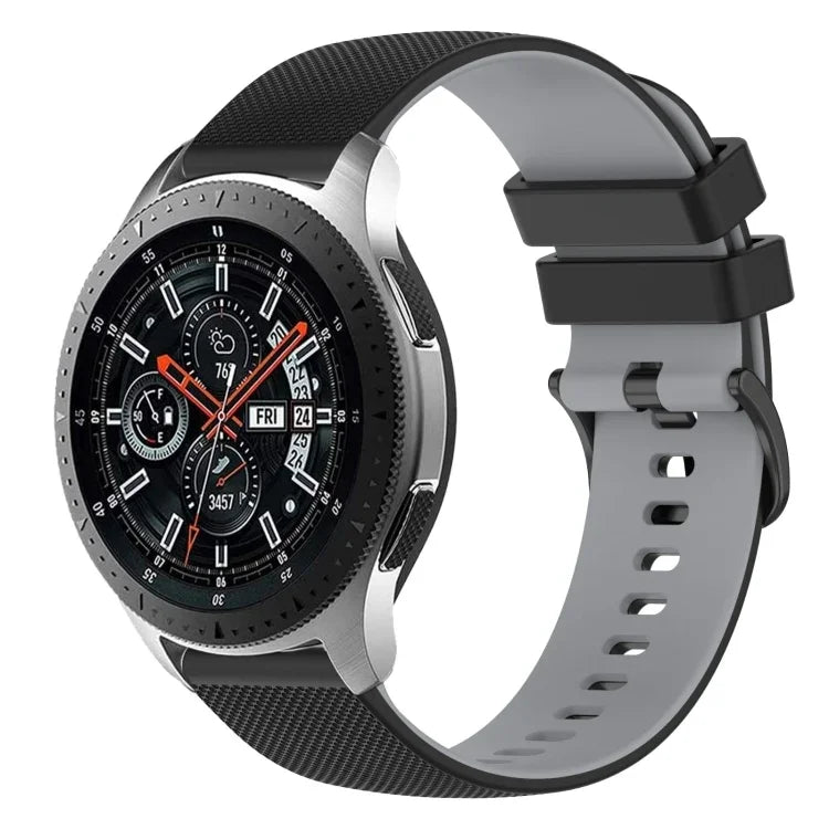 สายซิลิโคนลายตารางสองสี ขนาด 22 มม. สำหรับ Samsung Galaxy Watch3 45 มม., สำหรับ Samsung Galaxy Watch 46 มม., สำหรับ Samsung Gear S3 Classic, สำหรับ Samsung Gear S3 Frontier