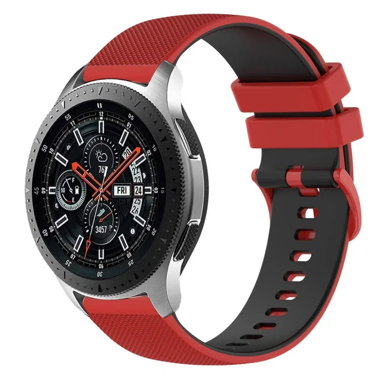 สายซิลิโคนลายตารางสองสี ขนาด 22 มม. สำหรับ Samsung Galaxy Watch3 45 มม., สำหรับ Samsung Galaxy Watch 46 มม., สำหรับ Samsung Gear S3 Classic, สำหรับ Samsung Gear S3 Frontier