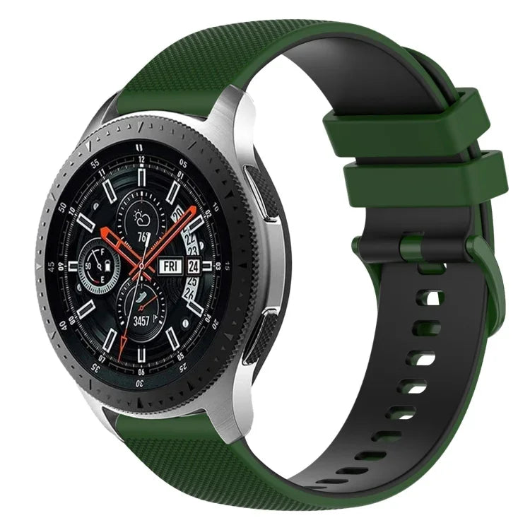 สายซิลิโคนลายตารางสองสี ขนาด 22 มม. สำหรับ Samsung Galaxy Watch3 45 มม., สำหรับ Samsung Galaxy Watch 46 มม., สำหรับ Samsung Gear S3 Classic, สำหรับ Samsung Gear S3 Frontier