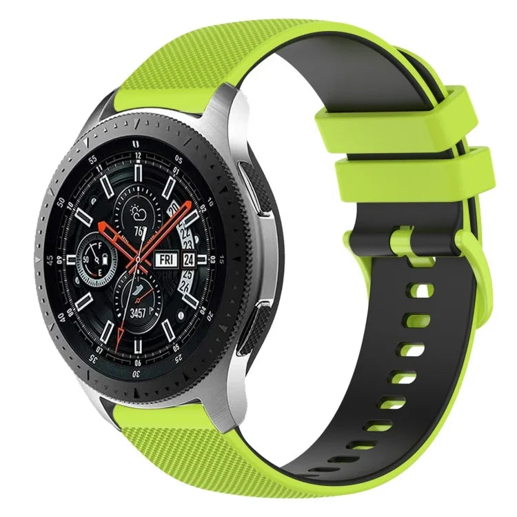 สายซิลิโคนลายตารางสองสี ขนาด 22 มม. สำหรับ Samsung Galaxy Watch3 45 มม., สำหรับ Samsung Galaxy Watch 46 มม., สำหรับ Samsung Gear S3 Classic, สำหรับ Samsung Gear S3 Frontier