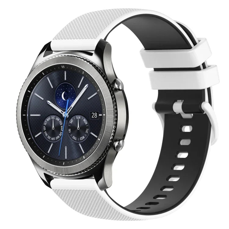 สายซิลิโคนลายตารางสองสี ขนาด 22 มม. สำหรับ Samsung Galaxy Watch3 45 มม., สำหรับ Samsung Galaxy Watch 46 มม., สำหรับ Samsung Gear S3 Classic, สำหรับ Samsung Gear S3 Frontier