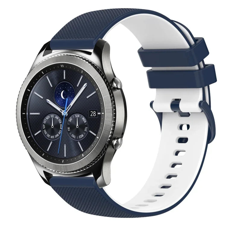 สายซิลิโคนลายตารางสองสี ขนาด 22 มม. สำหรับ Samsung Galaxy Watch3 45 มม., สำหรับ Samsung Galaxy Watch 46 มม., สำหรับ Samsung Gear S3 Classic, สำหรับ Samsung Gear S3 Frontier