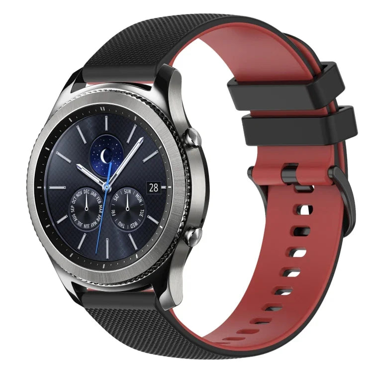 สายซิลิโคนลายตารางสองสี ขนาด 22 มม. สำหรับ Samsung Galaxy Watch3 45 มม., สำหรับ Samsung Galaxy Watch 46 มม., สำหรับ Samsung Gear S3 Classic, สำหรับ Samsung Gear S3 Frontier