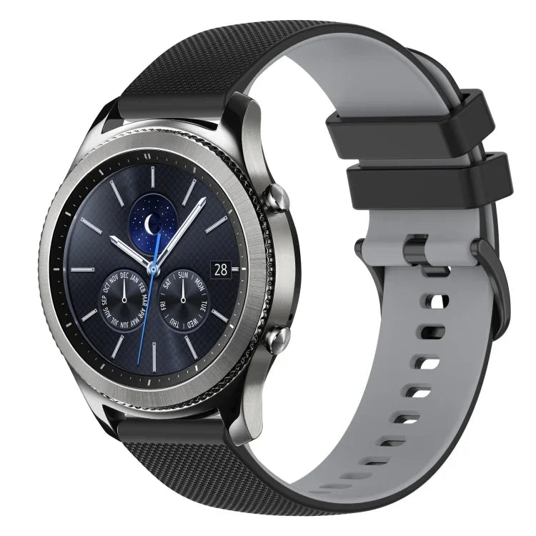 สายซิลิโคนลายตารางสองสี ขนาด 22 มม. สำหรับ Samsung Galaxy Watch3 45 มม., สำหรับ Samsung Galaxy Watch 46 มม., สำหรับ Samsung Gear S3 Classic, สำหรับ Samsung Gear S3 Frontier