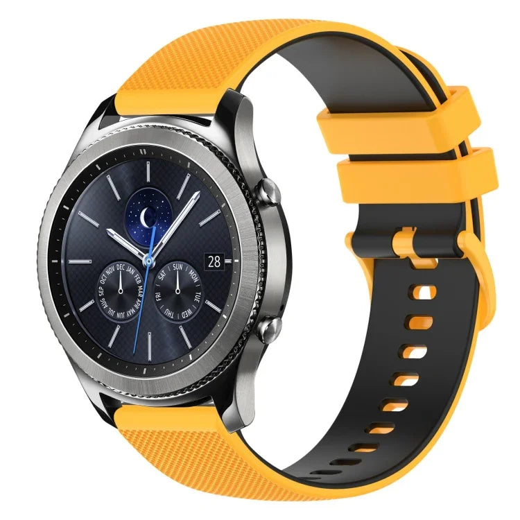 สายซิลิโคนลายตารางสองสี ขนาด 22 มม. สำหรับ Samsung Galaxy Watch3 45 มม., สำหรับ Samsung Galaxy Watch 46 มม., สำหรับ Samsung Gear S3 Classic, สำหรับ Samsung Gear S3 Frontier