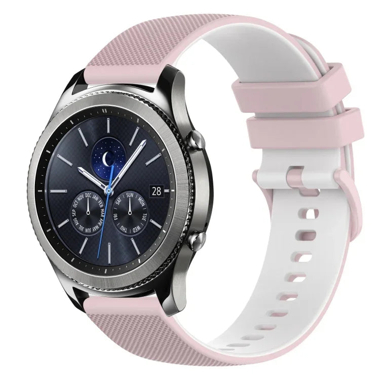 สายซิลิโคนลายตารางสองสี ขนาด 22 มม. สำหรับ Samsung Galaxy Watch3 45 มม., สำหรับ Samsung Galaxy Watch 46 มม., สำหรับ Samsung Gear S3 Classic, สำหรับ Samsung Gear S3 Frontier