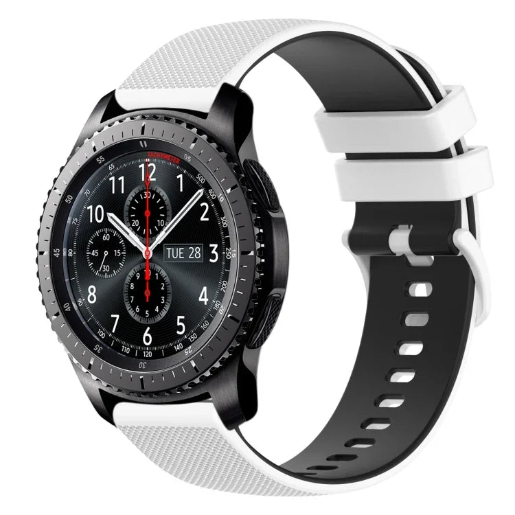 สายซิลิโคนลายตารางสองสี ขนาด 22 มม. สำหรับ Samsung Galaxy Watch3 45 มม., สำหรับ Samsung Galaxy Watch 46 มม., สำหรับ Samsung Gear S3 Classic, สำหรับ Samsung Gear S3 Frontier
