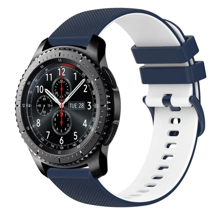 สายซิลิโคนลายตารางสองสี ขนาด 22 มม. สำหรับ Samsung Galaxy Watch3 45 มม., สำหรับ Samsung Galaxy Watch 46 มม., สำหรับ Samsung Gear S3 Classic, สำหรับ Samsung Gear S3 Frontier