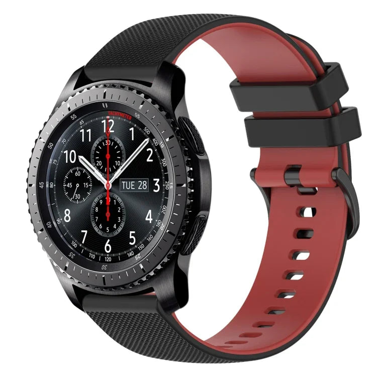 สายซิลิโคนลายตารางสองสี ขนาด 22 มม. สำหรับ Samsung Galaxy Watch3 45 มม., สำหรับ Samsung Galaxy Watch 46 มม., สำหรับ Samsung Gear S3 Classic, สำหรับ Samsung Gear S3 Frontier