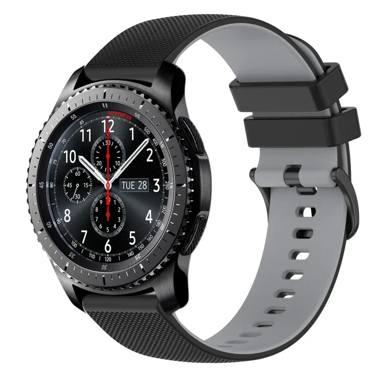 สายซิลิโคนลายตารางสองสี ขนาด 22 มม. สำหรับ Samsung Galaxy Watch3 45 มม., สำหรับ Samsung Galaxy Watch 46 มม., สำหรับ Samsung Gear S3 Classic, สำหรับ Samsung Gear S3 Frontier