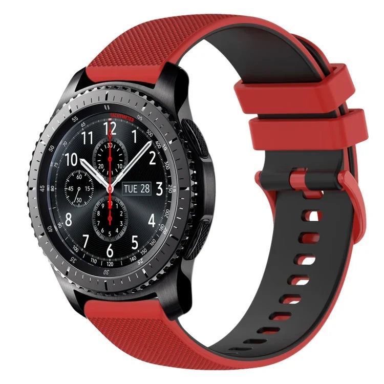 สายซิลิโคนลายตารางสองสี ขนาด 22 มม. สำหรับ Samsung Galaxy Watch3 45 มม., สำหรับ Samsung Galaxy Watch 46 มม., สำหรับ Samsung Gear S3 Classic, สำหรับ Samsung Gear S3 Frontier
