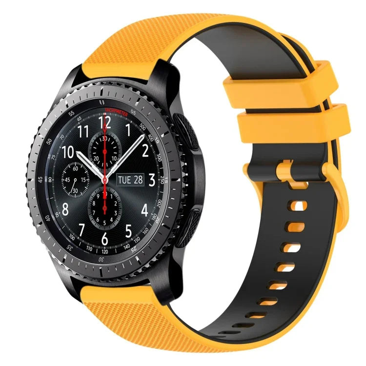 สายซิลิโคนลายตารางสองสี ขนาด 22 มม. สำหรับ Samsung Galaxy Watch3 45 มม., สำหรับ Samsung Galaxy Watch 46 มม., สำหรับ Samsung Gear S3 Classic, สำหรับ Samsung Gear S3 Frontier