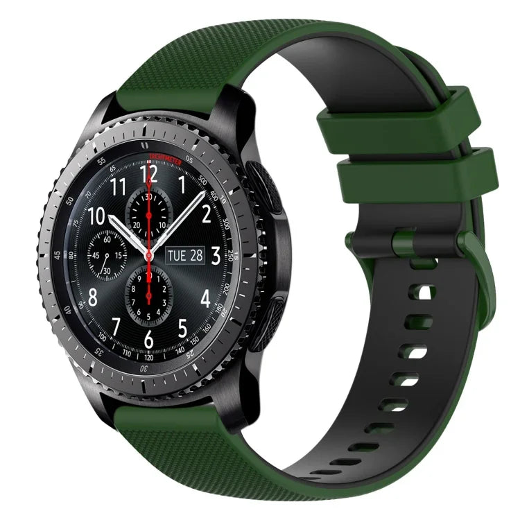 สายซิลิโคนลายตารางสองสี ขนาด 22 มม. สำหรับ Samsung Galaxy Watch3 45 มม., สำหรับ Samsung Galaxy Watch 46 มม., สำหรับ Samsung Gear S3 Classic, สำหรับ Samsung Gear S3 Frontier