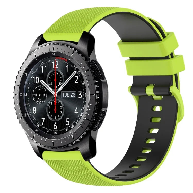 สายซิลิโคนลายตารางสองสี ขนาด 22 มม. สำหรับ Samsung Galaxy Watch3 45 มม., สำหรับ Samsung Galaxy Watch 46 มม., สำหรับ Samsung Gear S3 Classic, สำหรับ Samsung Gear S3 Frontier