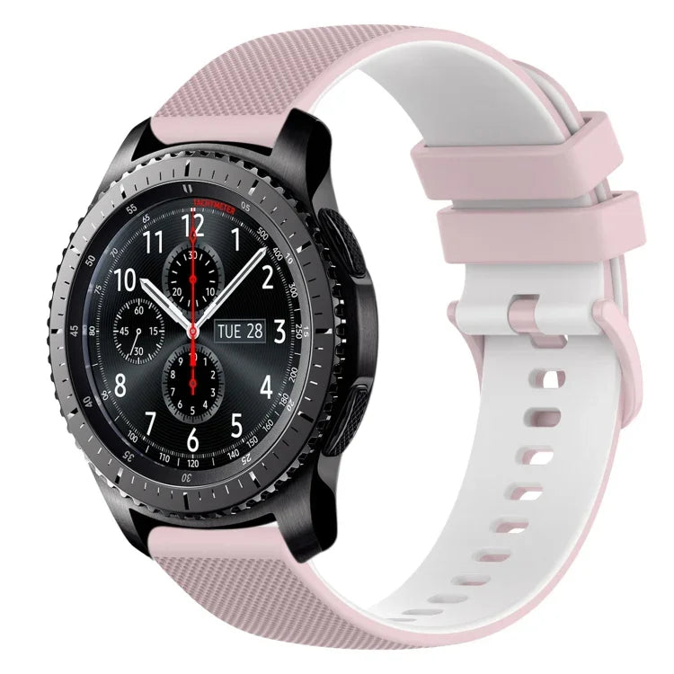 สายซิลิโคนลายตารางสองสี ขนาด 22 มม. สำหรับ Samsung Galaxy Watch3 45 มม., สำหรับ Samsung Galaxy Watch 46 มม., สำหรับ Samsung Gear S3 Classic, สำหรับ Samsung Gear S3 Frontier