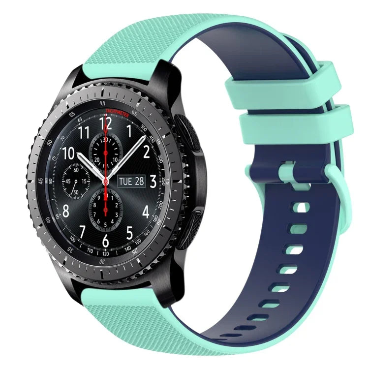 สายซิลิโคนลายตารางสองสี ขนาด 22 มม. สำหรับ Samsung Galaxy Watch3 45 มม., สำหรับ Samsung Galaxy Watch 46 มม., สำหรับ Samsung Gear S3 Classic, สำหรับ Samsung Gear S3 Frontier