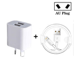 อะแดปเตอร์ชาร์จ USB พอร์ตคู่ขนาดเล็ก พร้อมสายข้อมูล USB เป็น 8 Pin ปลั๊ก AU