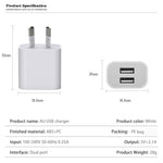 Mini Dual Port USB Charger with USB to Type-C Data Cable, AU Plug, AU Plug + Type-C Cable