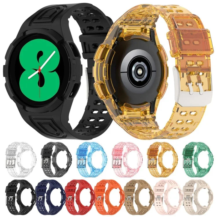 สายสมาร์ทวอทช์ Armor TPU แบบบัคเคิลเข็มคู่แบบบูรณาการ สำหรับ Samsung Galaxy Watch4 40 มม., สำหรับ Samsung Galaxy Watch4 Classic 46 มม.
