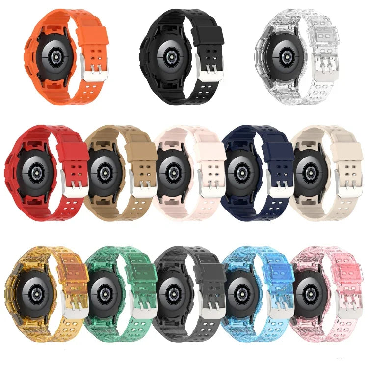 สายสมาร์ทวอทช์ Armor TPU แบบบัคเคิลเข็มคู่แบบบูรณาการ สำหรับ Samsung Galaxy Watch4 40 มม., สำหรับ Samsung Galaxy Watch4 Classic 46 มม.