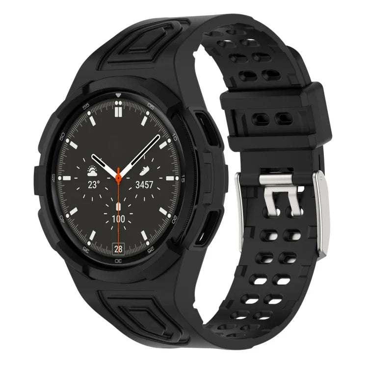 สายสมาร์ทวอทช์ Armor TPU แบบบัคเคิลเข็มคู่แบบบูรณาการ สำหรับ Samsung Galaxy Watch4 40 มม., สำหรับ Samsung Galaxy Watch4 Classic 46 มม.