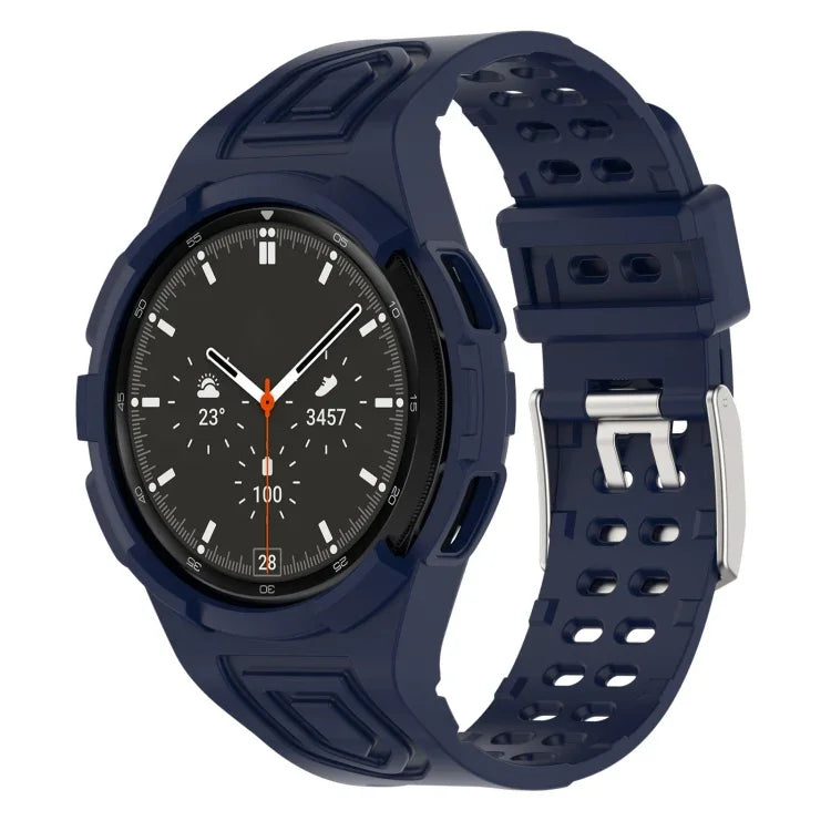 สายสมาร์ทวอทช์ Armor TPU แบบบัคเคิลเข็มคู่แบบบูรณาการ สำหรับ Samsung Galaxy Watch4 40 มม., สำหรับ Samsung Galaxy Watch4 Classic 46 มม.
