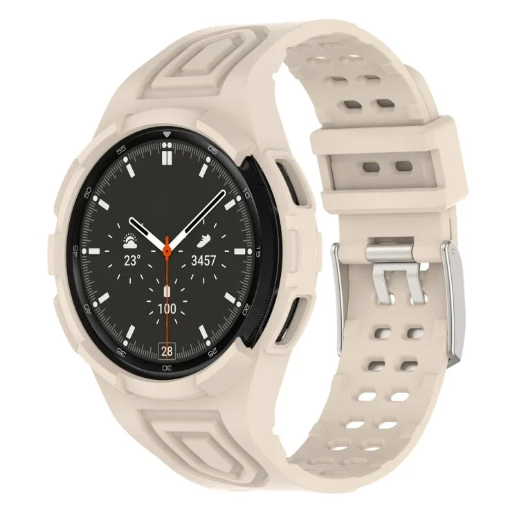 สายสมาร์ทวอทช์ Armor TPU แบบบัคเคิลเข็มคู่แบบบูรณาการ สำหรับ Samsung Galaxy Watch4 40 มม., สำหรับ Samsung Galaxy Watch4 Classic 46 มม.